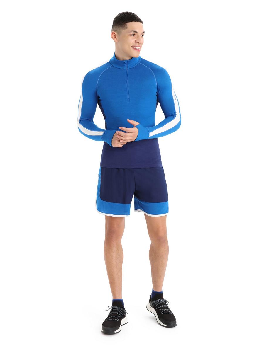 Base Layers Icebreaker 260 ZoneKnit™ Merino Long Sleeve Half Zip Męskie Królewski Niebieski Granatowe | PL 1623TCEV